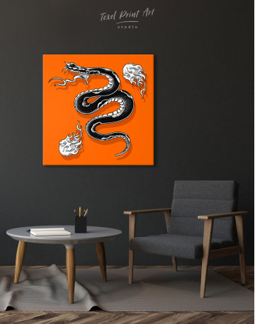 Black Snake with White Flame Canvas Wall Art - image 1