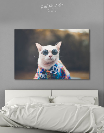 Stylish Cat Hipster Canvas Wall Art