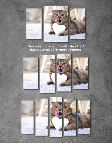 Brown Scottish fold with Heart Canvas Wall Art - image 5