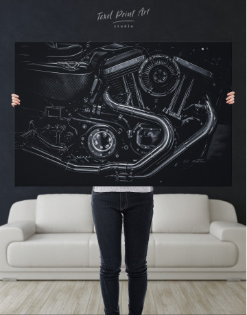 Black Motorcycle Engine Canvas Wall Art - image 9