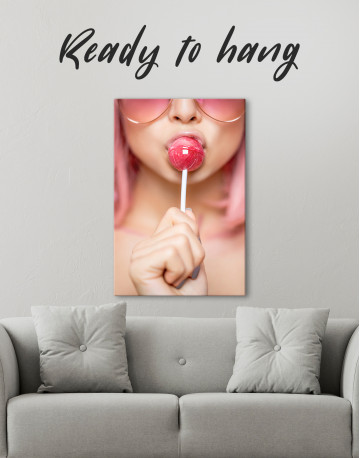 Pink Lollipop Lips Canvas Wall Art - image 5