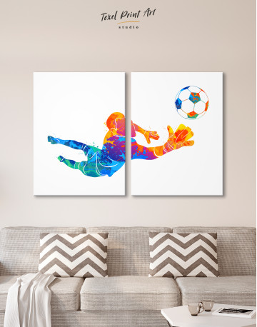 Watercolor Football Goalkeeper Canvas Wall Art - image 8