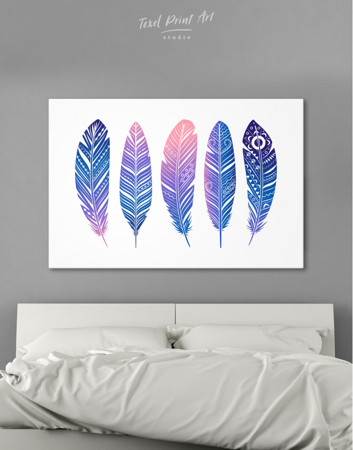 Watercolor Feather Set Canvas Wall Art
