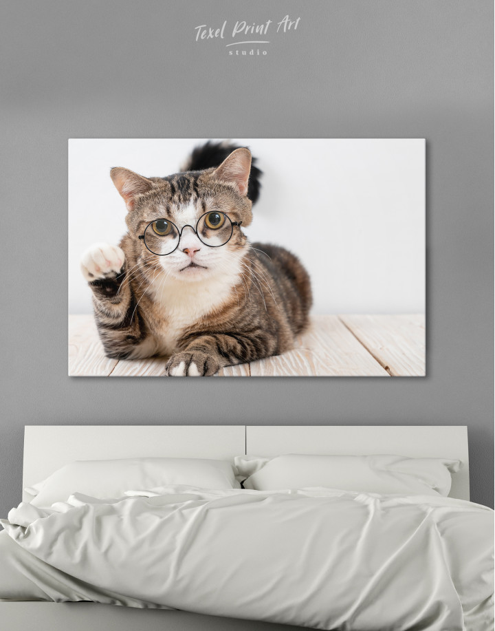 Cat in Glasses Canvas Wall Art