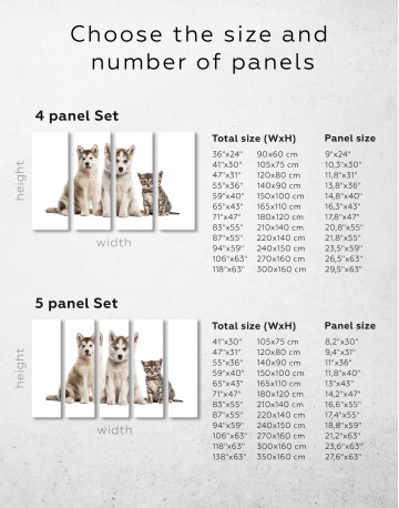 Young Huskies and Kitten Canvas Wall Art - image 6