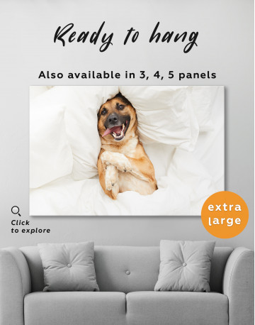 Happy Dog in Bed Canvas Wall Art - image 7