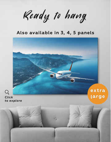 Aeroplane Flying Over Islands Scene Canvas Wall Art - image 7