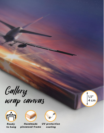 Flying Airplane Sunset Canvas Wall Art - image 7
