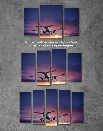 Flying Airplane Sunset Canvas Wall Art - image 4