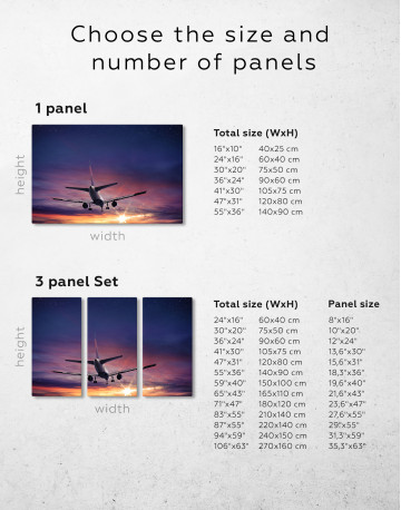 Flying Airplane Sunset Canvas Wall Art - image 1