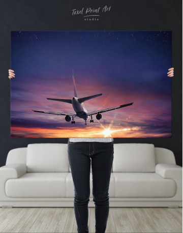 Flying Airplane Sunset Canvas Wall Art - image 8