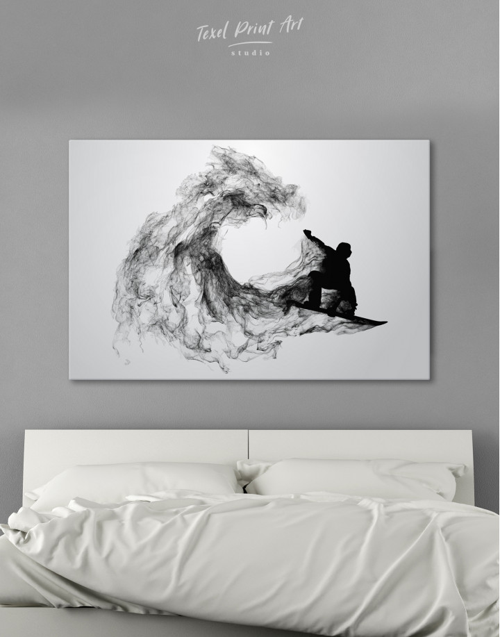 Black and White Abstract Snowboarder Canvas Wall Art