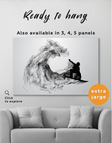 Black and White Abstract Snowboarder Canvas Wall Art - image 3
