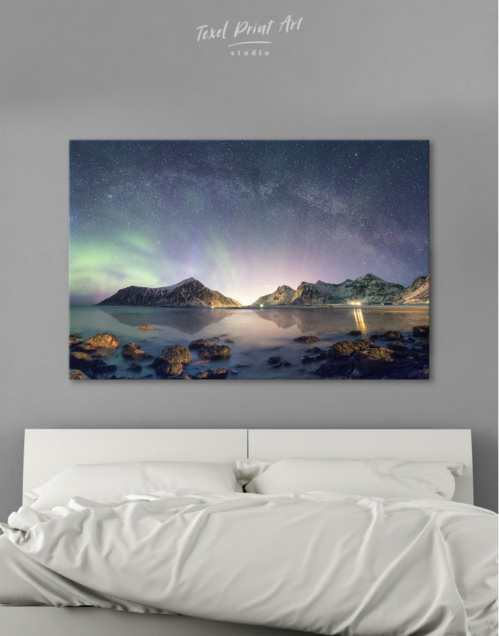 Polar Light Mountain Landscape Canvas Wall Art