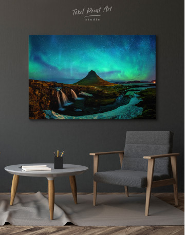 Kirkjufell  Northern Lights Landscape Canvas Wall Art - image 7