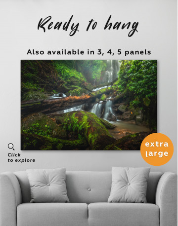 Forest Waterfall Scene Canvas Wall Art - image 3