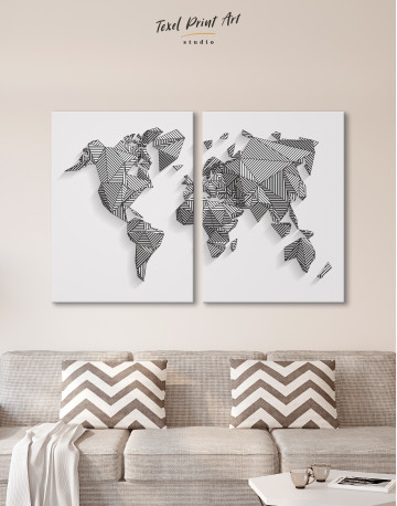 Abstract Geometric World Map Canvas Wall Art - image 1