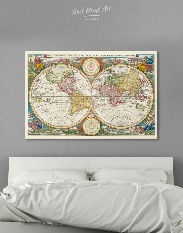 Ancient Hemisphere World Map Canvas Wall Art