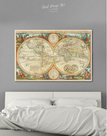 Antique Hemisphere World Map Canvas Wall Art