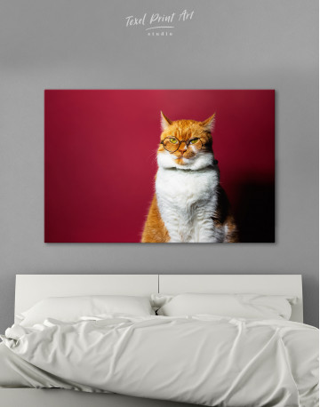 Cat Portrait with Glasses Canvas Wall Art