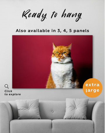 Cat Portrait with Glasses Canvas Wall Art - image 5