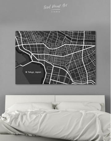 Black and White Tokyo City Map Canvas Wall Art