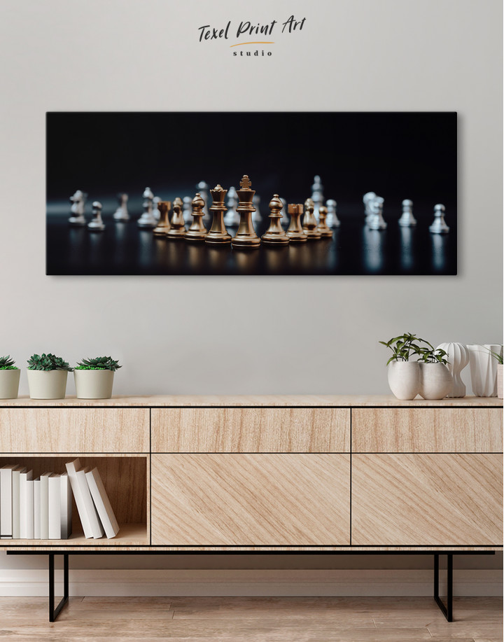 Panoramic Chess Game Canvas Wall Art
