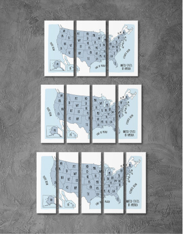 Watercolor Map States of USA Canvas Wall Art - image 8