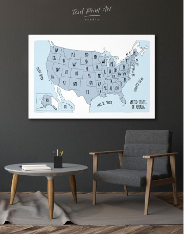 Watercolor Map States of USA Canvas Wall Art - image 10