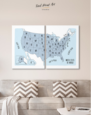 Watercolor Map States of USA Canvas Wall Art - image 3