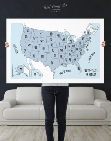 Watercolor Map States of USA Canvas Wall Art - image 2