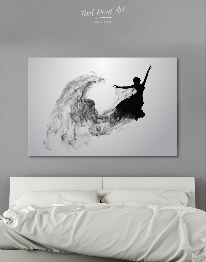 Ballerina Silhouette Black and White Canvas Wall Art