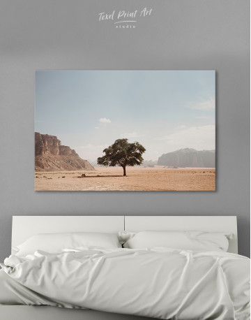 Lonely Tree in Desert Canvas Wall Art