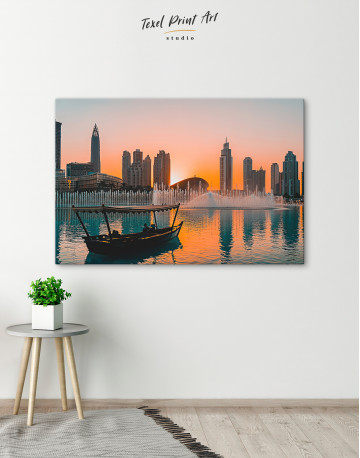 Sunset Dubai Fountain View Canvas Wall Art - image 6