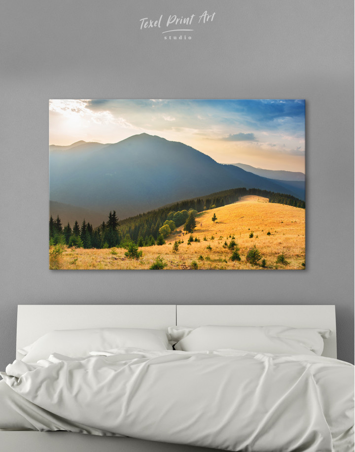Mountains landscape with beautiful sunset Canvas Wall Art