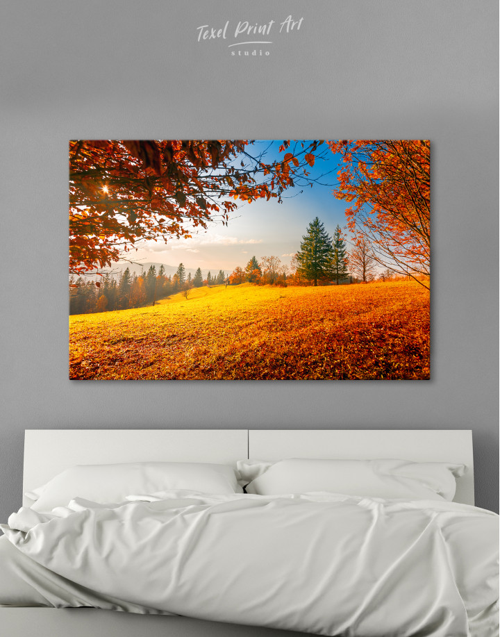 Autumn meadow landscape Canvas Wall Art