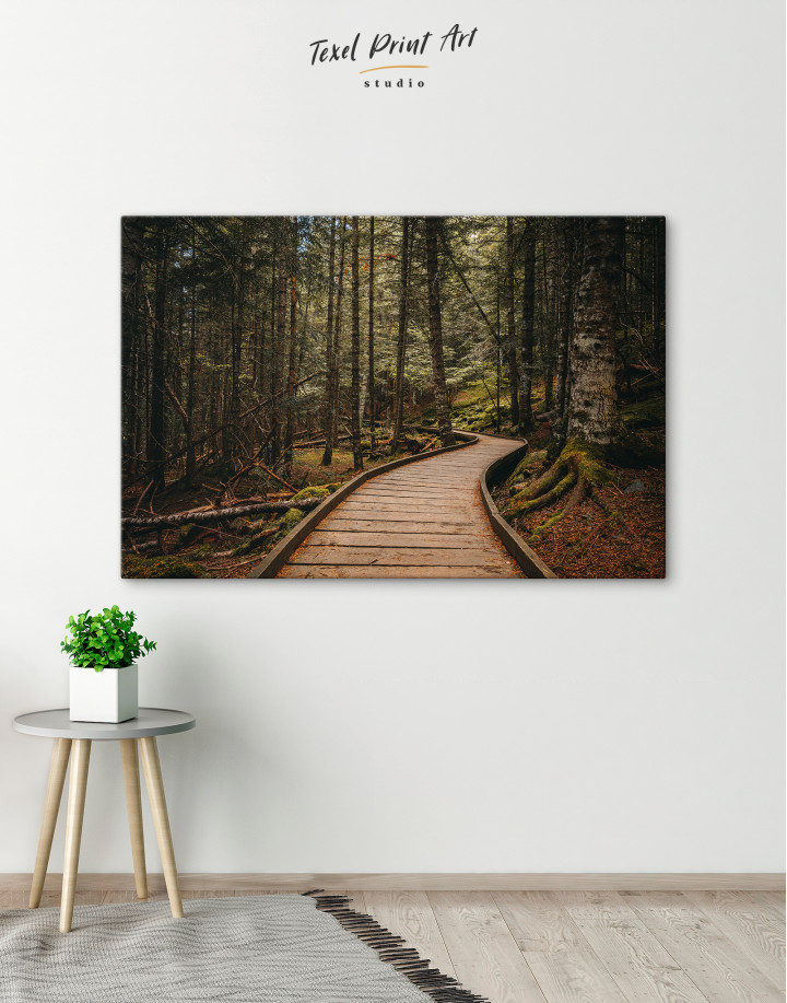 Wooden path inside a forest Canvas Wall Art