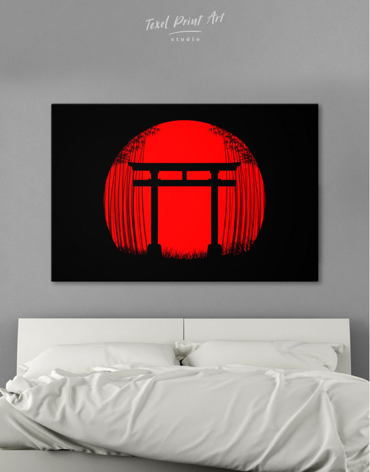 Bamboo forest in the japanese sunrise Canvas Wall Art