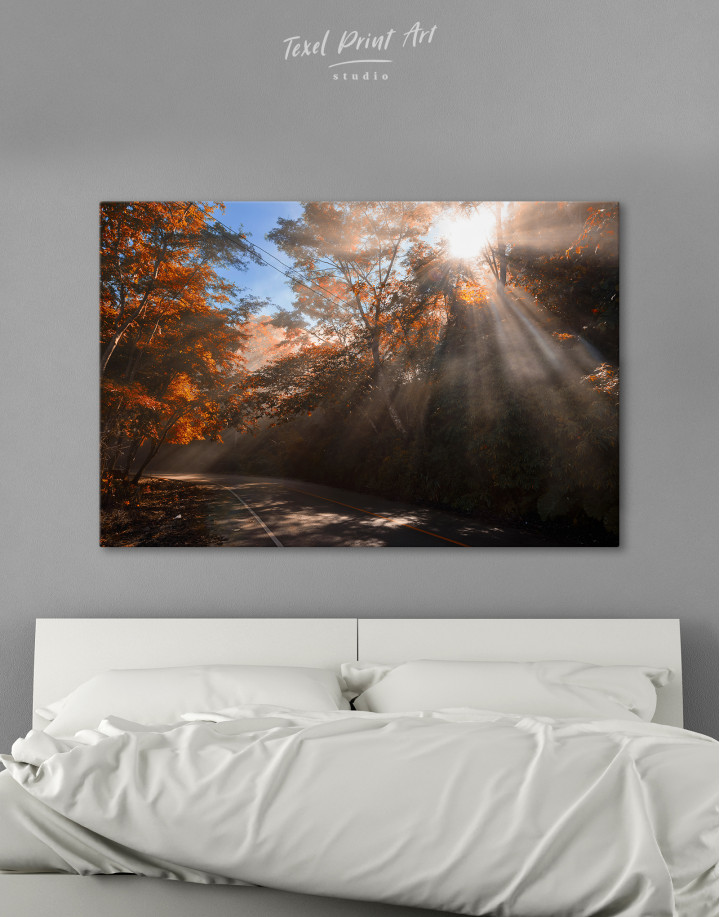 Autumn forest road Canvas Wall Art
