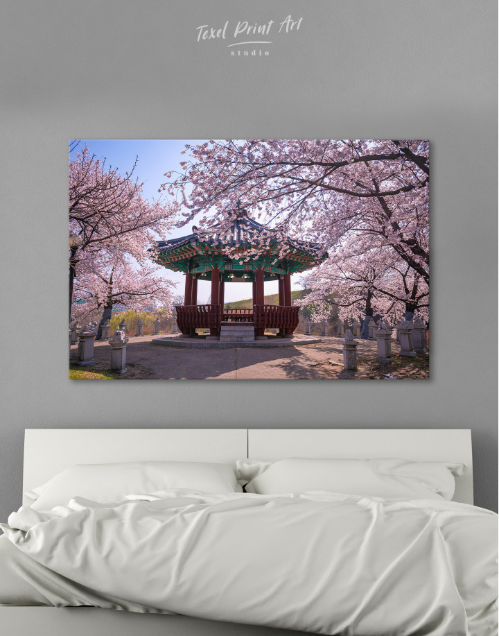 Spring Cherry Blossom in Park in Seoul, South Korea Canvas Wall Art
