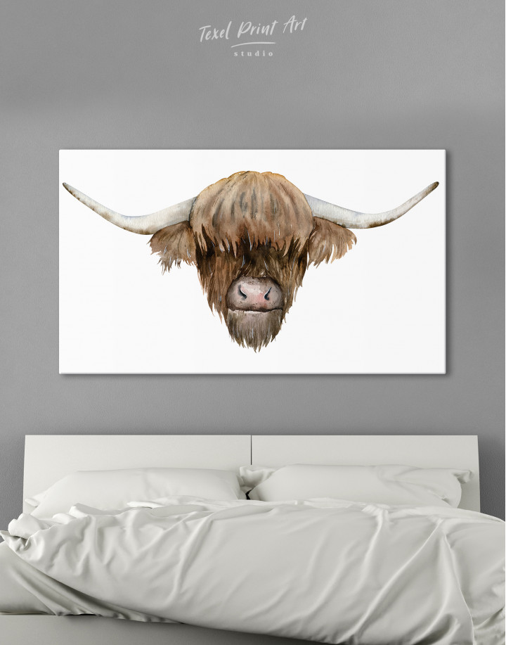 Scottish Highland Cow Painting Canvas Wall Art