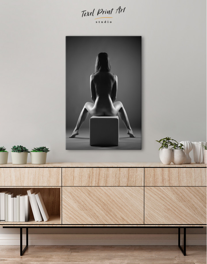 Black and White Nude Woman Back Canvas Wall Art