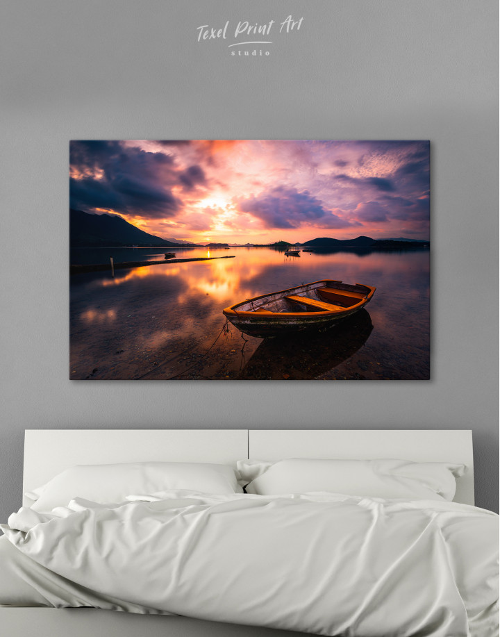 Sunset Clouds in the Sky over the Lake Canvas Wall Art
