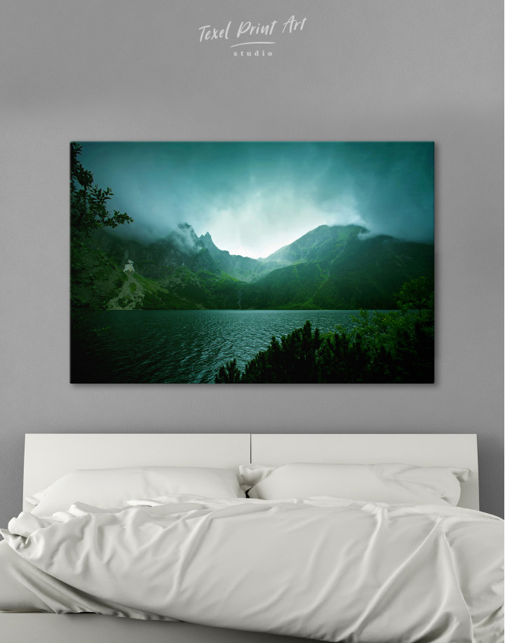Fog and Dark Clouds in Mountains Canvas Wall Art