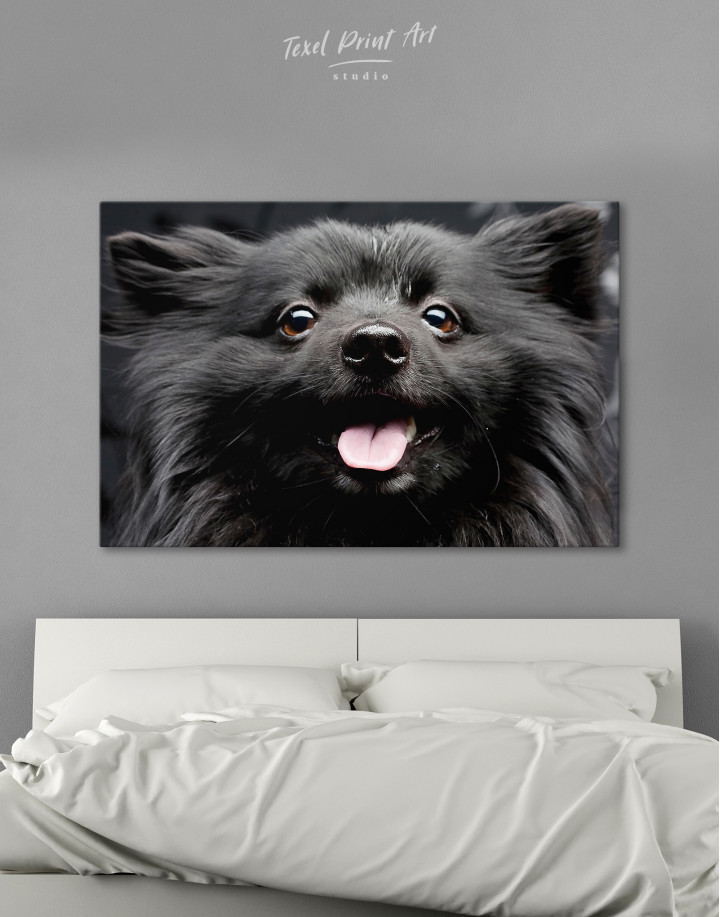 Happy Black Dog Canvas Wall Art