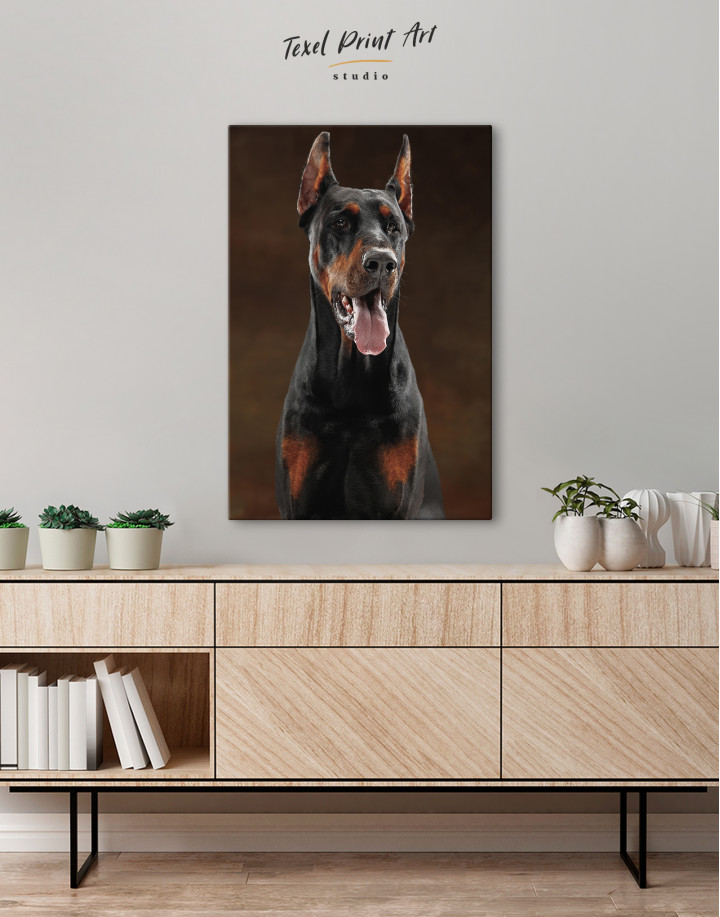 Doberman Pinscher Dog Portrait Canvas Wall Art