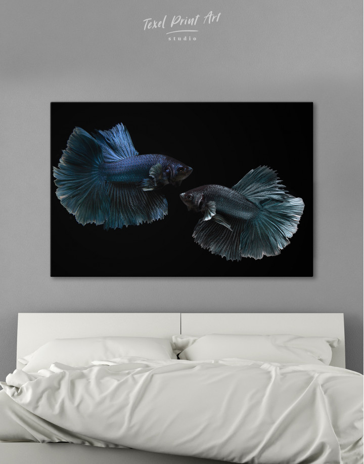 Black Siamese Fighting Fishes Canvas Wall Art