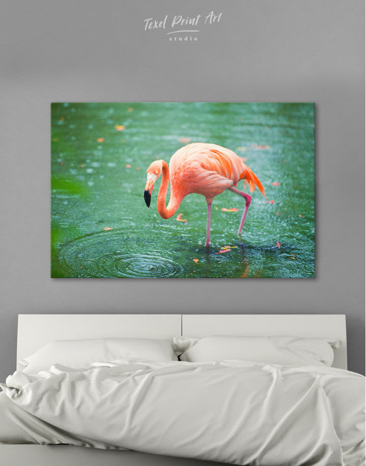 Pink Flamingo in Water Canvas Wall Art