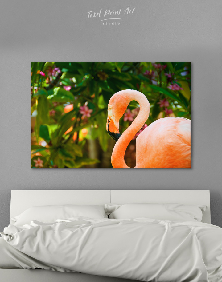 Pink Flamingo under the Tree Canvas Wall Art