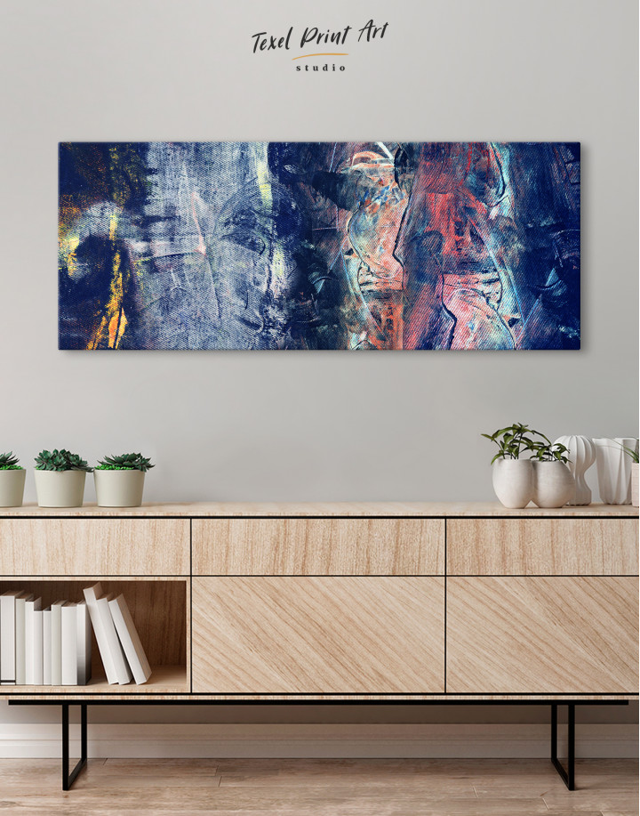 Panorama Abstract Blue Oil Painting Canvas Wall Art